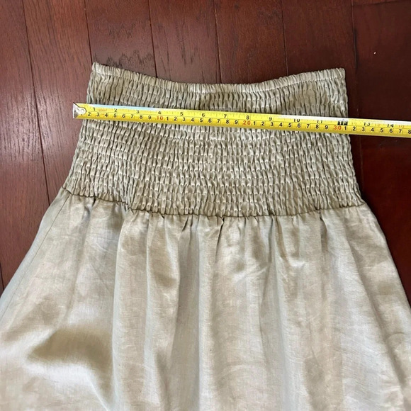 Little Lies Artie Shirred 100% Linen Midi Skirt sz XS color tan urbanoutfitters - Picture 5 of 8